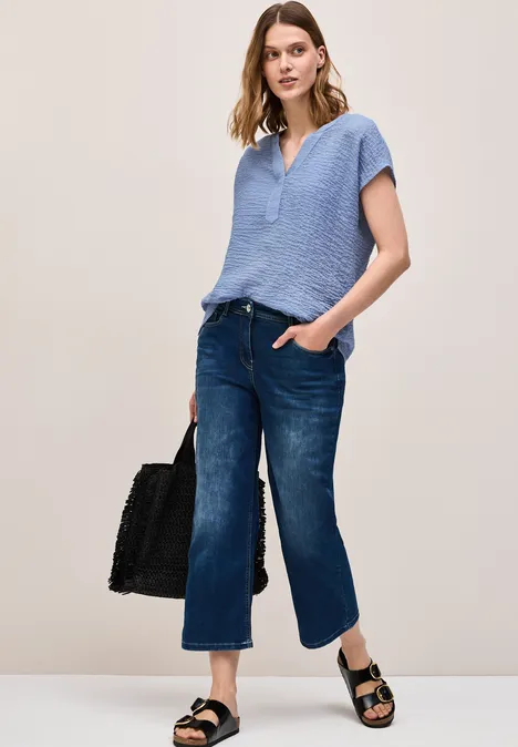 Strukturbluse deep pastel blue