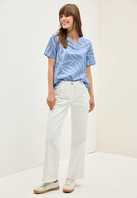 Gemusterte Baumwollbluse deep pastel blue