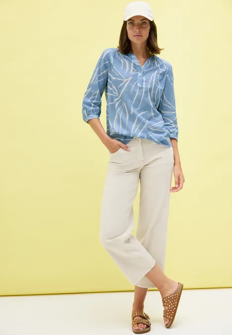 Print-Mix Bluse deep pastel blue