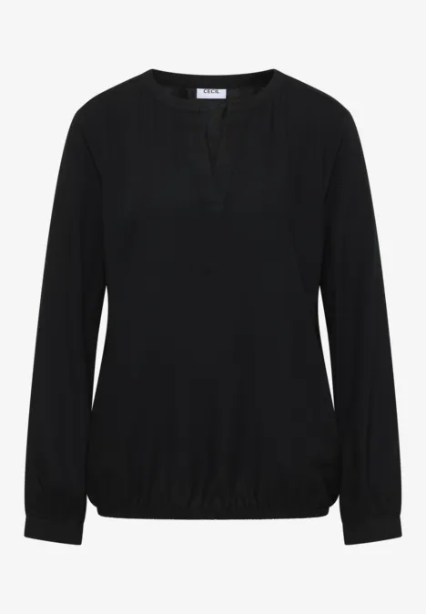 Blouse à col fendu Black