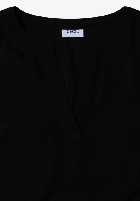 Split Neck Bluse Black