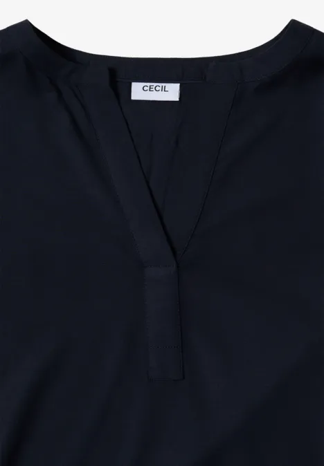 Split Neck Bluse urban dark blue