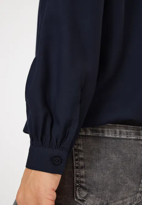 Split Neck Bluse urban dark blue