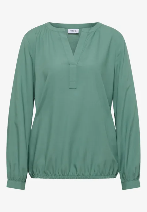 Split Neck Bluse jewel green