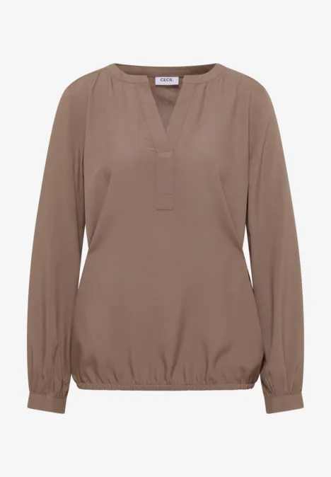 Split Neck Bluse cocoa taupe