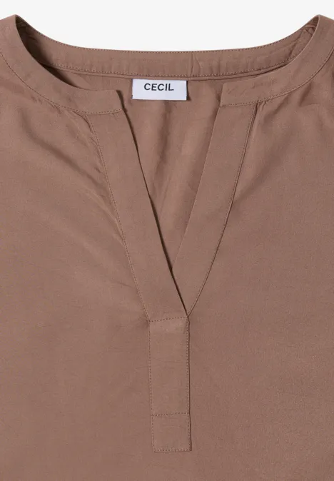 Split Neck Bluse cocoa taupe