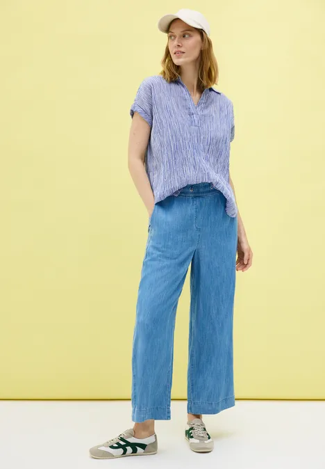 Gestreifte Strukturbluse deep pastel blue