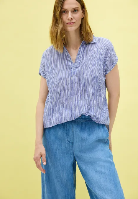 Gestreifte Strukturbluse deep pastel blue