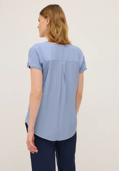 Blusenshirt in Unifarbe mountain blue
