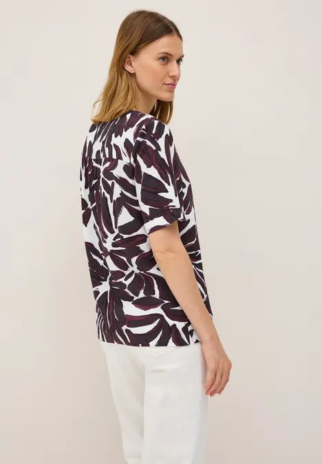 Gemustertes Blusenshirt mulberry red