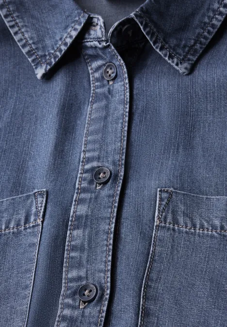Lyocell Bluse mid blue wash