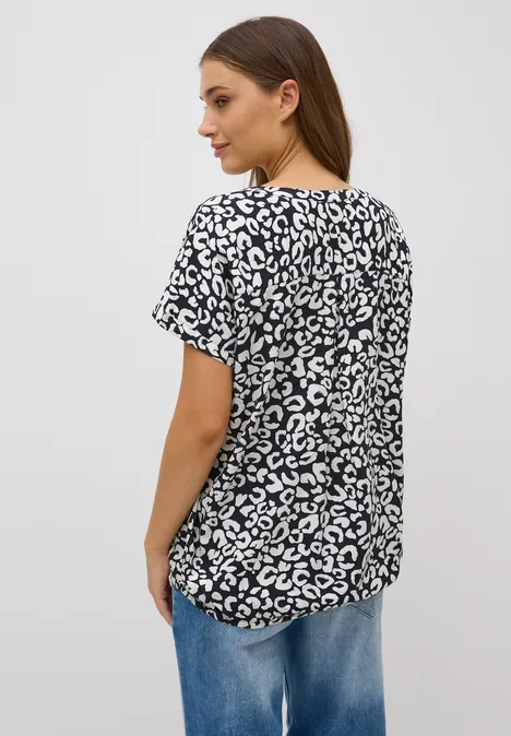 Leo Split Neck Bluse urban dark blue
