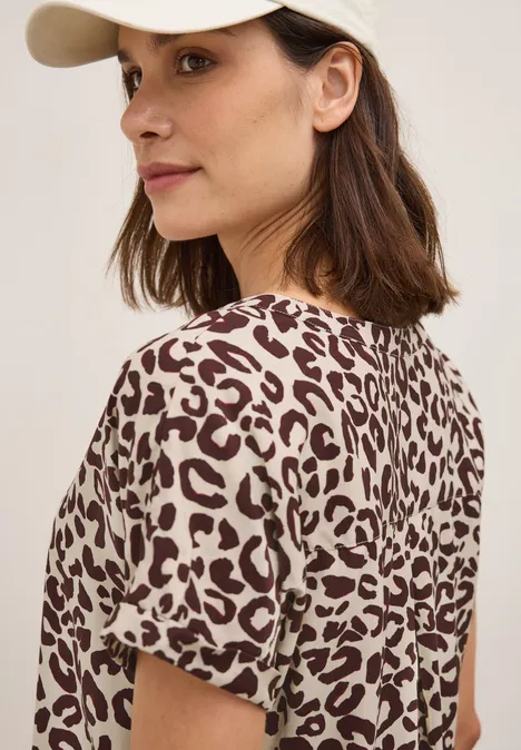 Leo Split Neck Bluse mulberry red