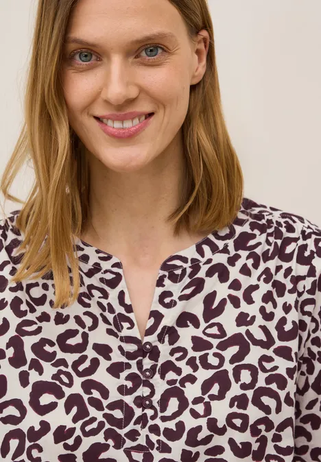 Katoenen blouse met patroon mulberry red