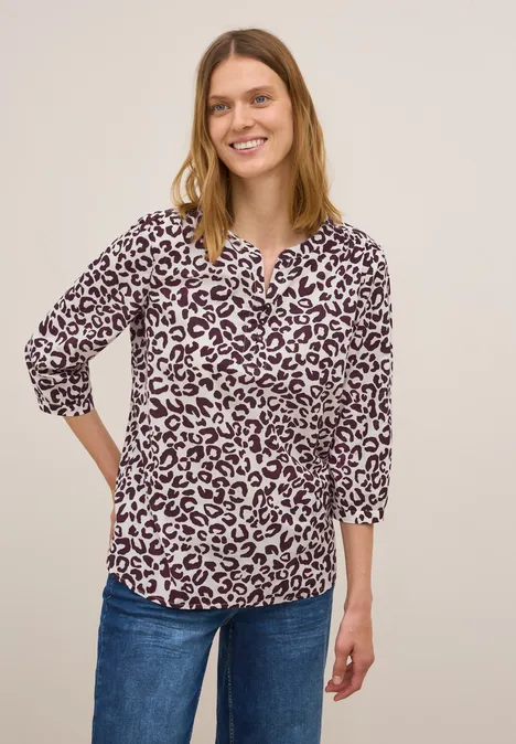 Katoenen blouse met patroon mulberry red