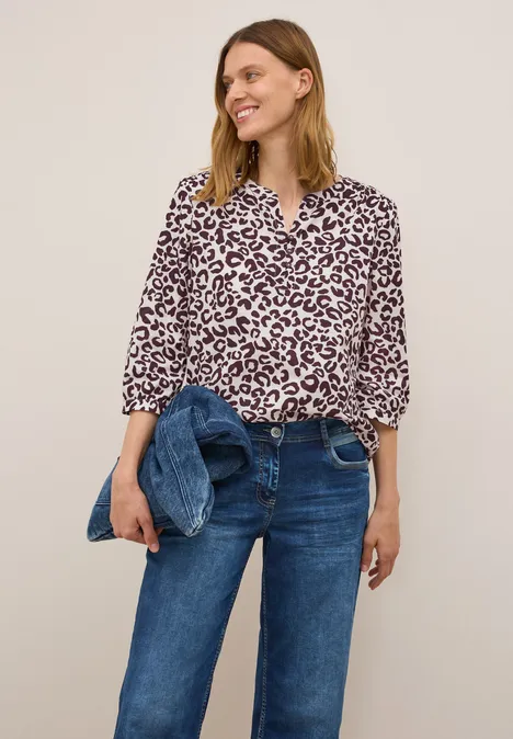 Katoenen blouse met patroon mulberry red