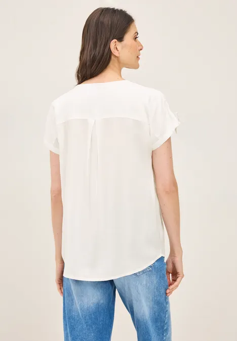 Blusenshirt mit Knoten vanilla white