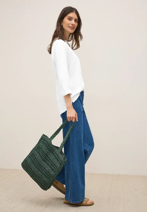 Strukturbluse in Unifarbe White