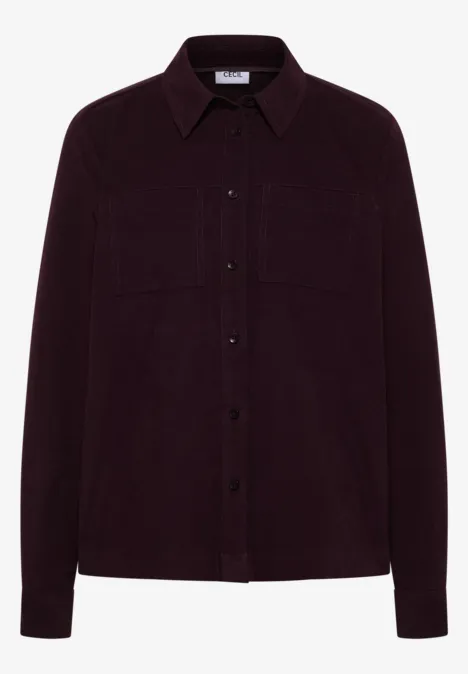 Cord Hemdbluse eggplant red Cord Hemdbluse eggplant red