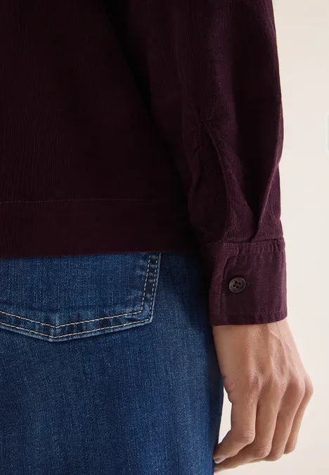 Cord Hemdbluse eggplant red Cord Hemdbluse eggplant red