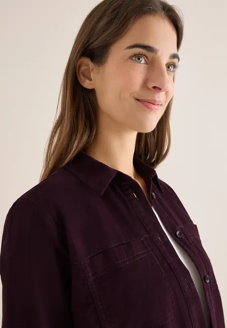 Cord Hemdbluse eggplant red Cord Hemdbluse eggplant red