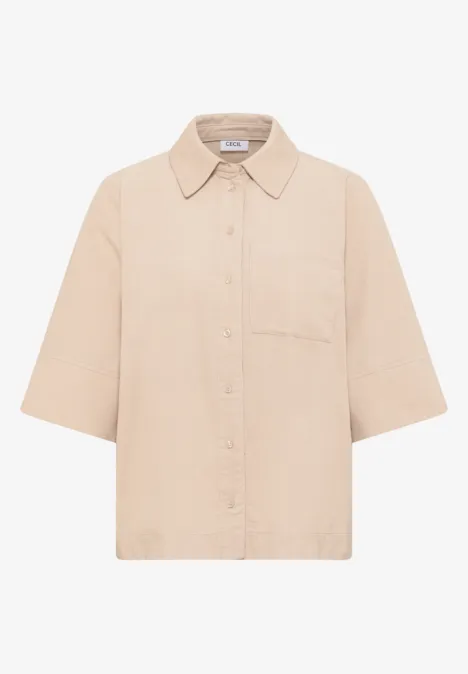 Cord Hemdbluse oat milk beige