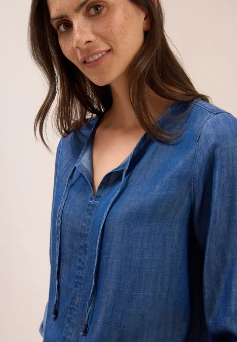 Lyocell Bluse mid blue wash