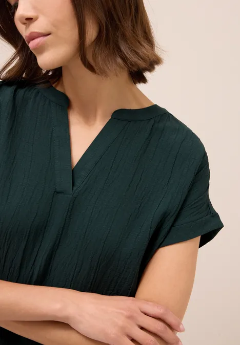 Blouse shirt met textuur ink green