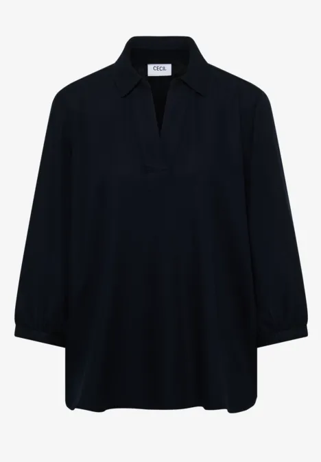 Bluse in Unifarbe urban dark blue
