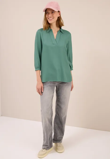 Bluse in Unifarbe jewel green