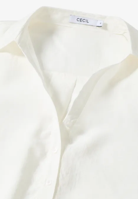 Lange Bluse in Unifarbe vanilla white