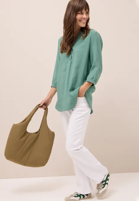 Lange Bluse in Unifarbe jewel green
