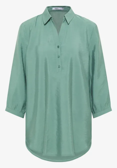 Lange Bluse in Unifarbe jewel green