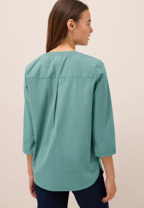 Split Neck Cordbluse jewel green