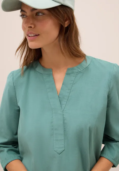 Split Neck Cordbluse jewel green