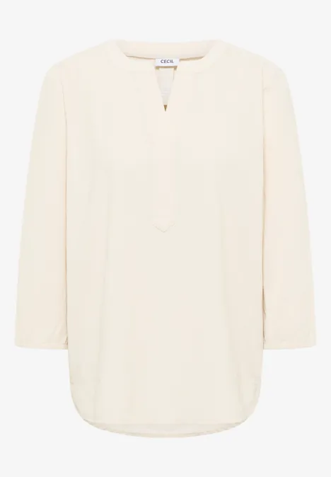 Split Neck Cordbluse oat milk beige