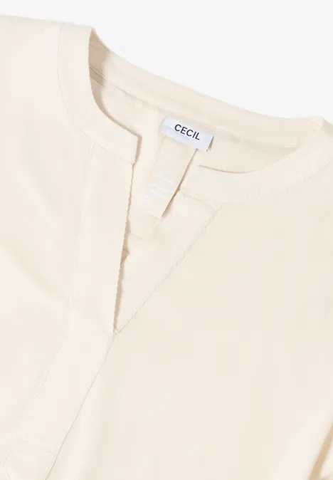 Split Neck Cordbluse oat milk beige