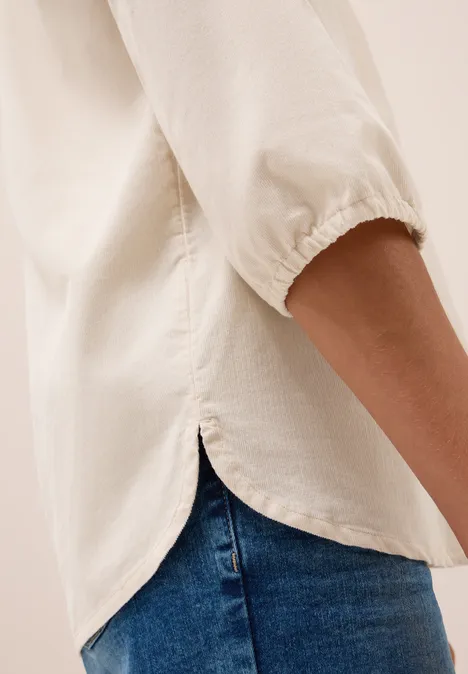 Split Neck Cordbluse oat milk beige