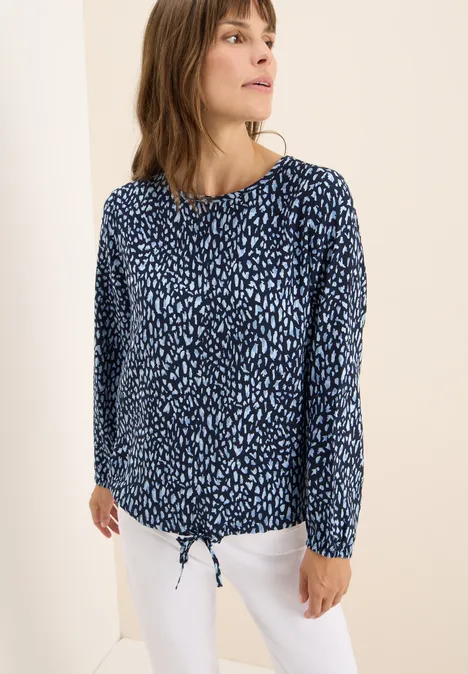 Print-Bluse mit Tunnelzug urban dark blue
