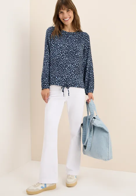 Print-Bluse mit Tunnelzug urban dark blue