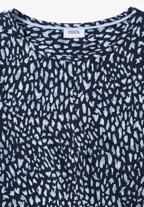 Print-Bluse mit Tunnelzug urban dark blue