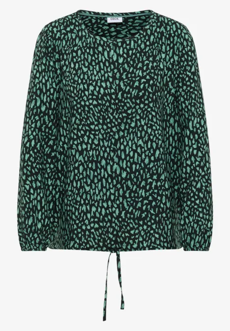 Print-Bluse mit Tunnelzug ink green