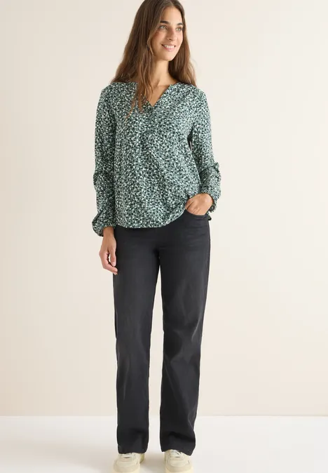 Gemusterte Bluse dark balmy khaki