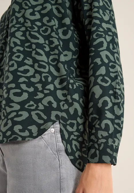 Gemusterte Bluse ink green