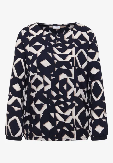 Print-Bluse mit Tapebündchen urban dark blue