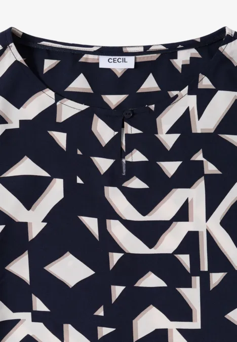 Print-Bluse mit Tapebündchen urban dark blue
