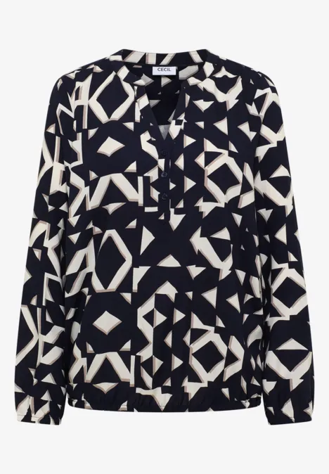 Gemusterte Bluse urban dark blue