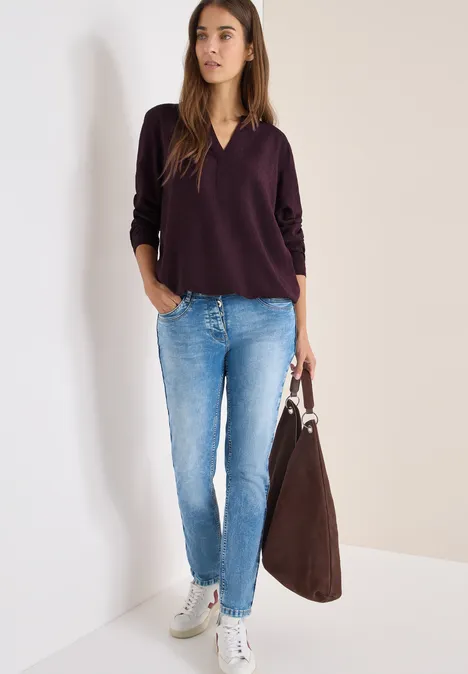 Bluse in Unifarbe eggplant red