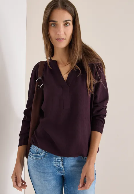 Bluse in Unifarbe eggplant red