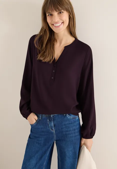 Blouse in effen kleur eggplant red Blouse in effen kleur eggplant red